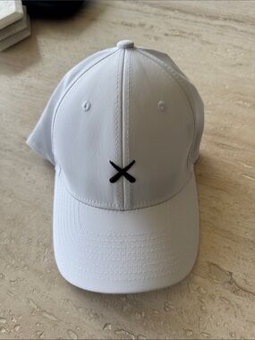 Men's White Baseball Cap with Black Embroidered X